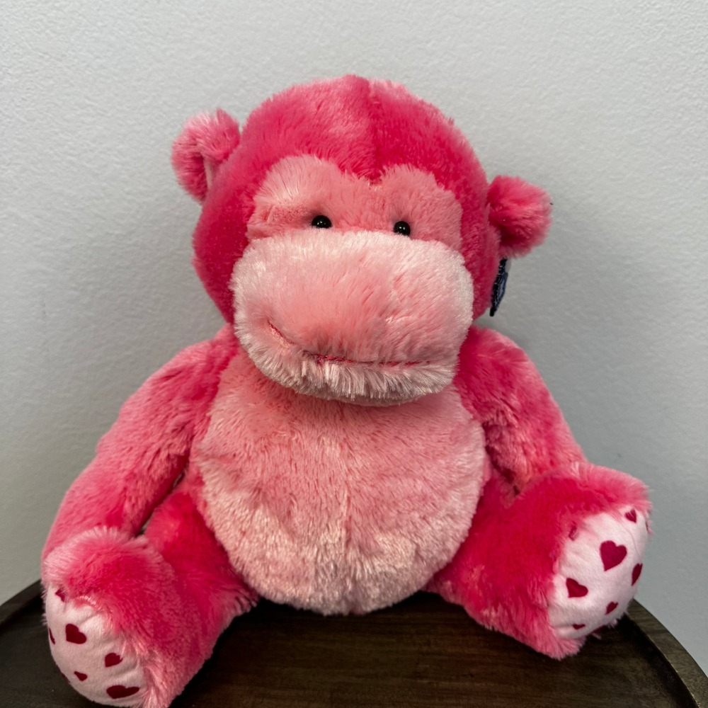 Applause by Russ Pink Monkey Plush Toy Valentine's Day Heart Feet Stuffed Animal